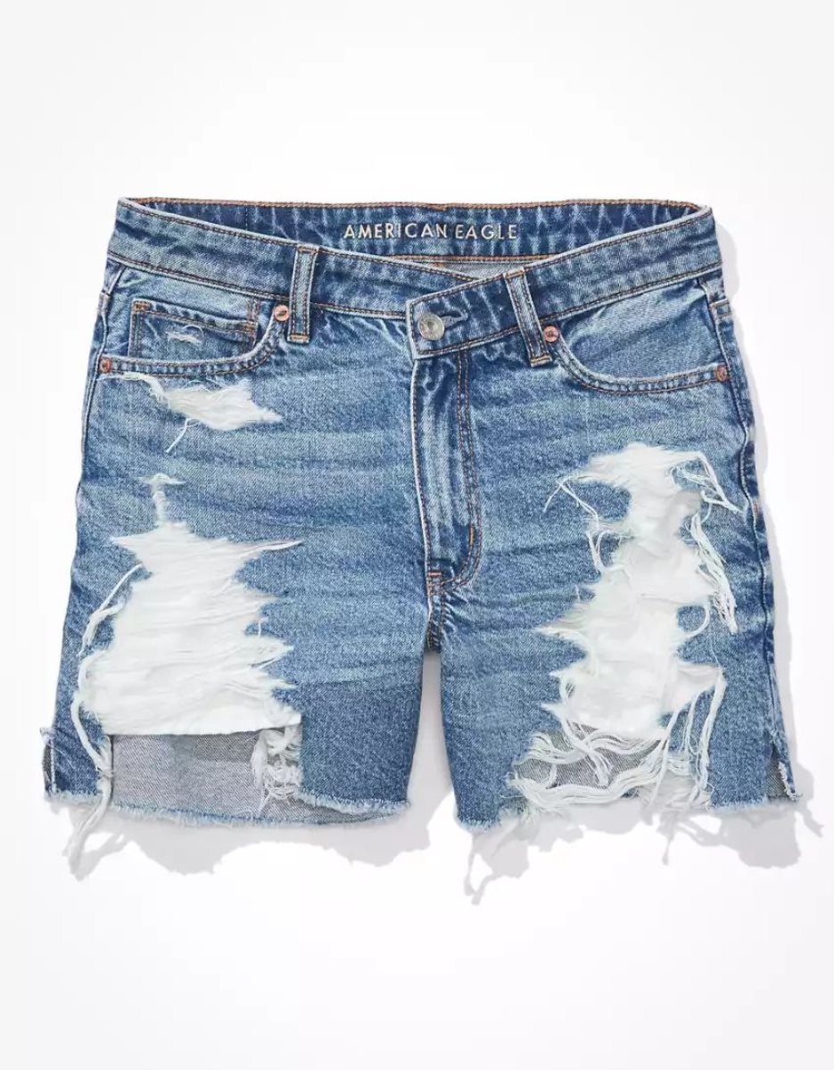 Shorts American Eagle AE Denim Highest Taille Baggy Indigo Femme | QDY-13798188